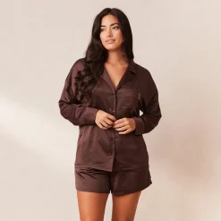 Lounge Underwear Pyjamas Sets | Pyjama-Oberteile | Classic Satin Pyjama Shirt -
