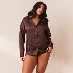 Lounge Underwear Pyjamas Sets | Pyjama-Oberteile | Classic Satin Pyjama Shirt -