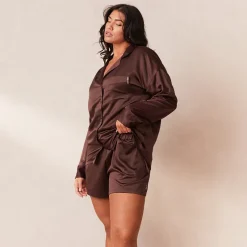 Lounge Underwear Pyjamas Sets | Pyjama-Oberteile | Classic Satin Pyjama Shirt -
