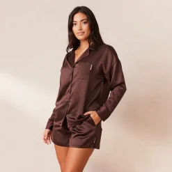 Lounge Underwear Pyjamas Sets | Pyjama-Oberteile | Classic Satin Pyjama Shirt -