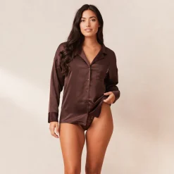 Lounge Underwear Pyjamas Sets | Pyjama-Oberteile | Classic Satin Pyjama Shirt -