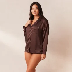 Lounge Underwear Pyjamas Sets | Pyjama-Oberteile | Classic Satin Pyjama Shirt -