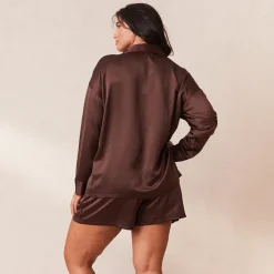 Lounge Underwear Pyjamas Sets | Pyjama-Oberteile | Classic Satin Pyjama Shirt -