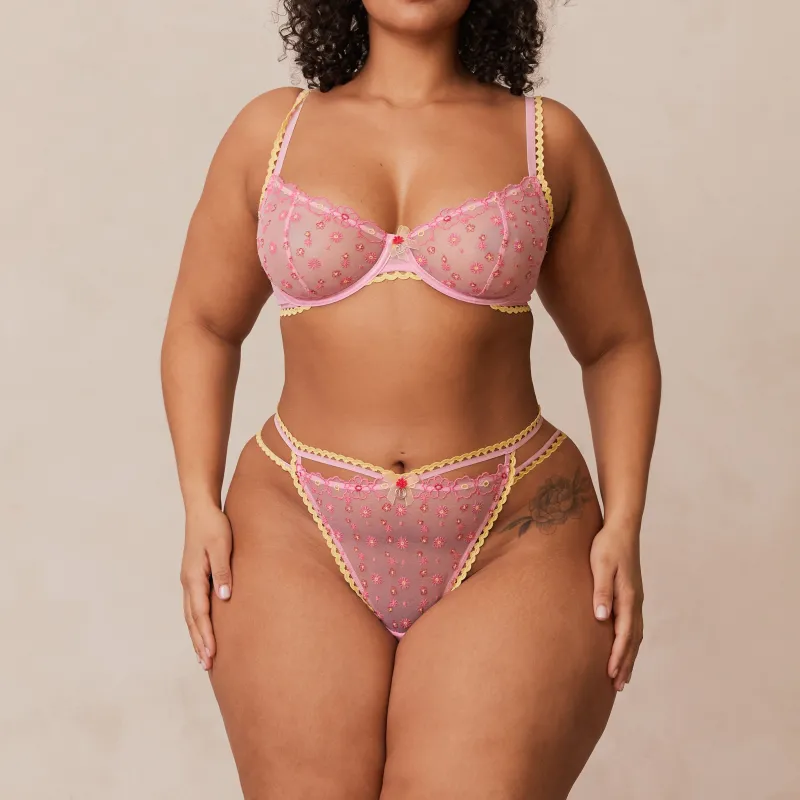 Lounge Underwear Höschen | G-Strings | Daisy Embroidered Balcony BH -