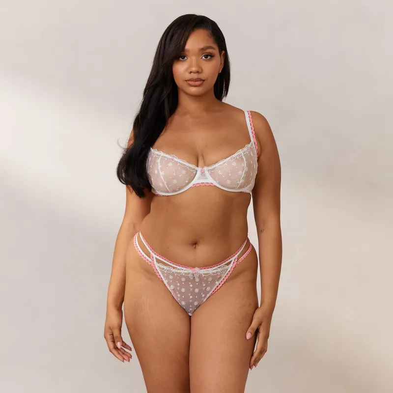 Lounge Underwear Höschen | G-Strings | Daisy Embroidered Balcony BH -