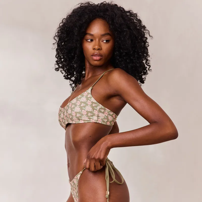 Lounge Underwear Bikinis | Doppelseitiges Bikini-Bralette - Grün/Floral