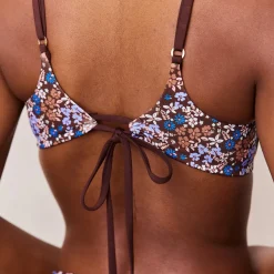 Lounge Underwear Bikinis | Doppelseitiges Bikini-Oberteil mit Bügel - Braun/Floral