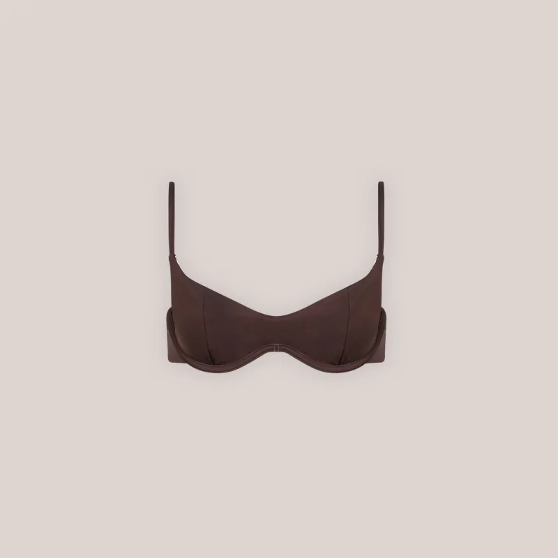 Lounge Underwear Bikinis | Doppelseitiges Bikini-Oberteil mit Bügel - Braun/Floral
