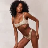 Lounge Underwear Bikinis | Doppelseitiges Plunge Bikini-Oberteil - Grün/Floral