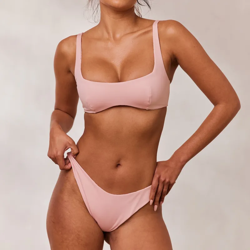 Lounge Underwear Bikinis | Doppelseitiges Plunge Bikini-Oberteil - Rosa/Floral