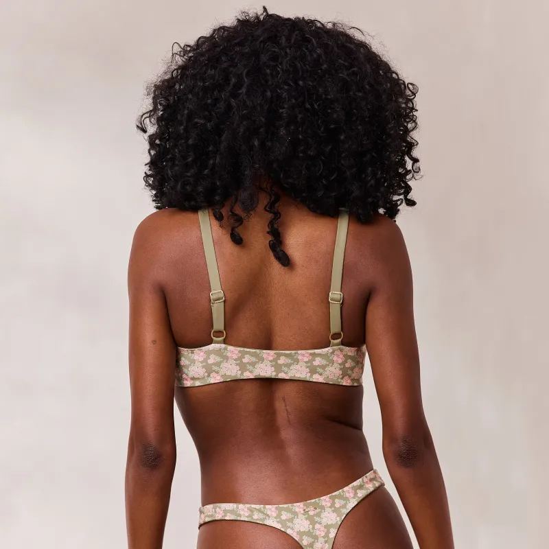 Lounge Underwear Bikinis | Doppelseitiges Plunge Bikini-Oberteil - Grün/Floral