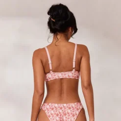 Lounge Underwear Bikinis | Doppelseitiges Plunge Bikini-Oberteil - Rosa/Floral