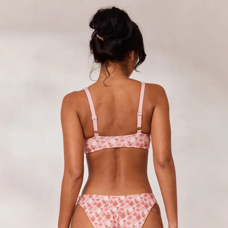 Lounge Underwear Bikinis | Doppelseitiges Plunge Bikini-Oberteil - Rosa/Floral