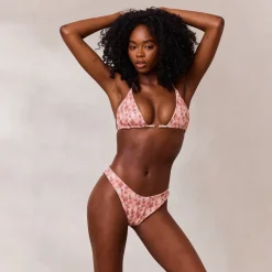 Lounge Underwear Bikinis | Doppelseitiges Triangle Bikini-Oberteil - Rosa/Floral