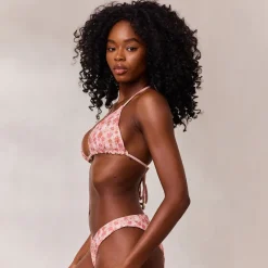 Lounge Underwear Bikinis | Doppelseitiges Triangle Bikini-Oberteil - Rosa/Floral