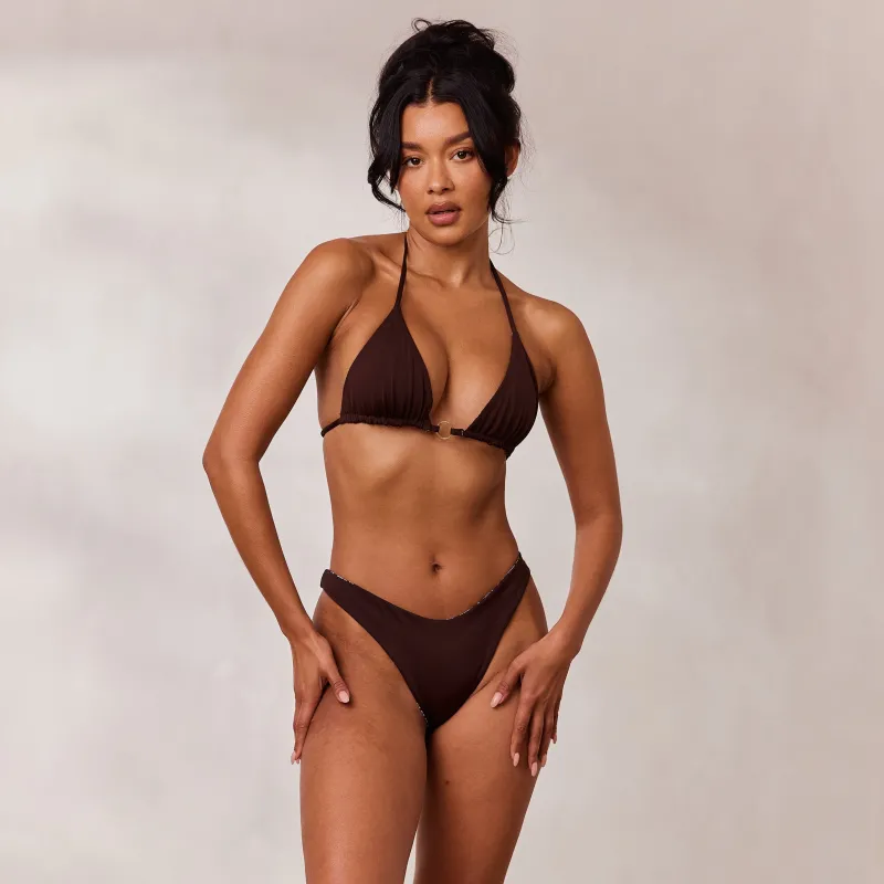 Lounge Underwear Bikinis | Doppelseitiges Triangle Bikini-Oberteil - Braun/Floral