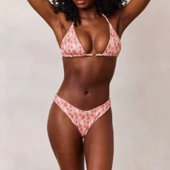 Lounge Underwear Bikinis | Doppelseitiges Triangle Bikini-Oberteil - Rosa/Floral