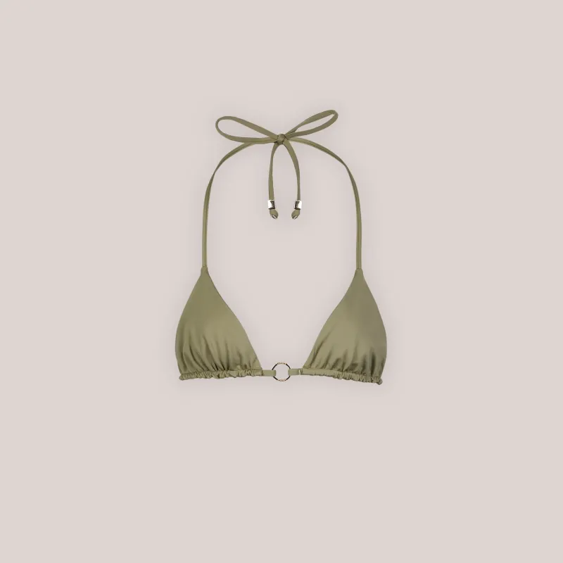 Lounge Underwear Bikinis | Doppelseitiges Triangle Bikini-Oberteil - Grün/Floral