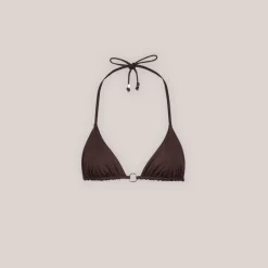 Lounge Underwear Bikinis | Doppelseitiges Triangle Bikini-Oberteil - Braun/Floral