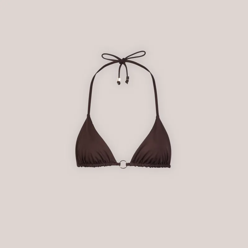 Lounge Underwear Bikinis | Doppelseitiges Triangle Bikini-Oberteil - Braun/Floral