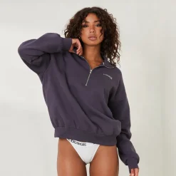 Lounge Underwear Hoodies Und Sweatshirts | Essential Übergrößes Quarter Zip Jumper -