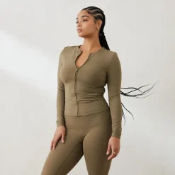 Lounge Underwear T-Shirts Und Oberteile | Essential Langärmeliges Top mit Reißverschluss -