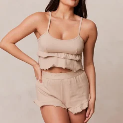 Lounge Underwear Schlaf | Frill Schlafanzug Kurze Hose -
