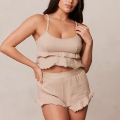 Lounge Underwear Schlaf | Frill Schlafanzug Oberteil -