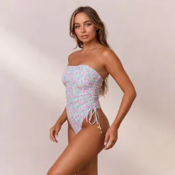 Lounge Underwear Badeanzüge | Gerüschter Trägerloser Einteiliger Badeanzug -