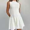 Lounge Underwear Kleider Und Röcke | Gestricktes Faltenkleid Mit Hohem Ausschnitt -