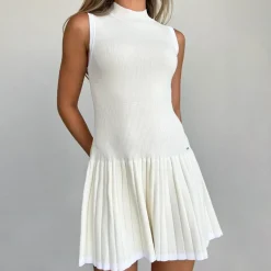 Lounge Underwear Kleider Und Röcke | Gestricktes Faltenkleid Mit Hohem Ausschnitt -