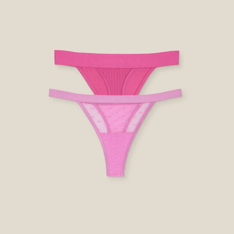 Lounge Underwear Höschen | Limitierte Edition Love Heart/Bare Mesh String (2er Pack) -
