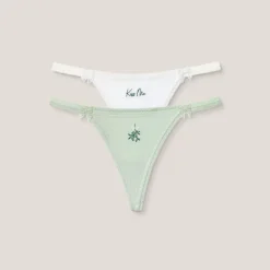 Lounge Underwear Multipacks | G-Strings | Mistel G-Strings (2er-Pack) - Grün/Weiß