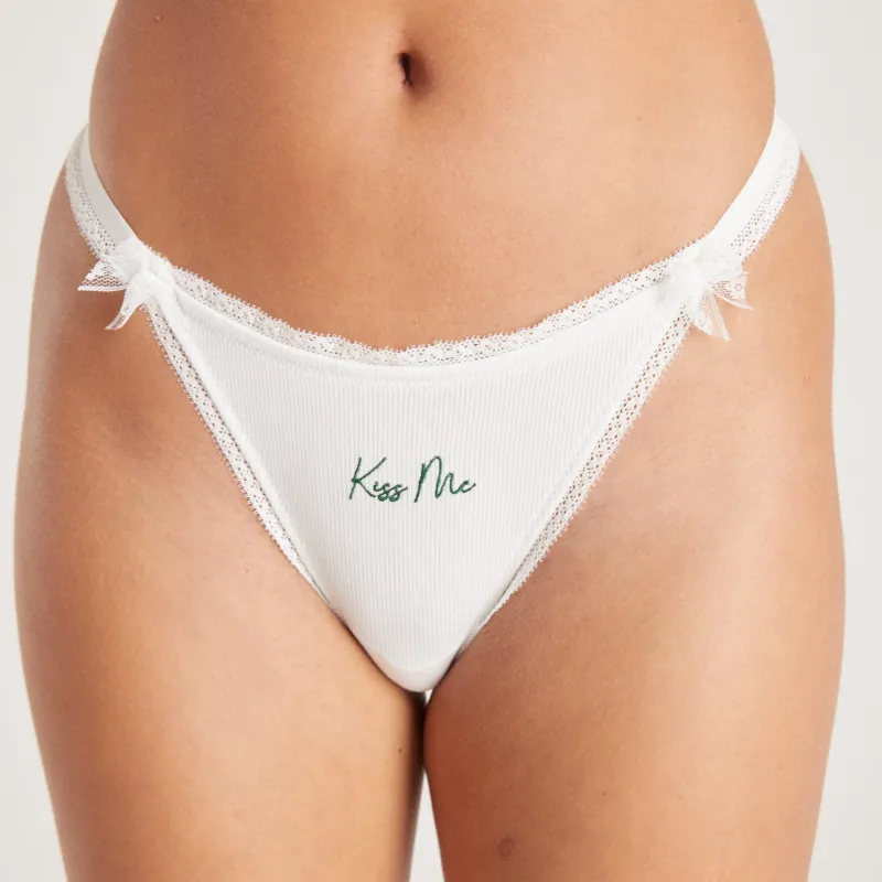 Lounge Underwear Multipacks | G-Strings | Mistel G-Strings (2er-Pack) - Grün/Weiß