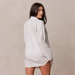 Lounge Underwear Schlaf | Pinstripe Übergroßes Schlafanzug Shirt -