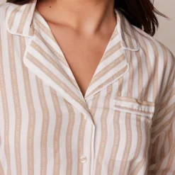 Lounge Underwear Schlaf | Pinstripe Übergroßes Schlafanzug Shirt -