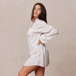 Lounge Underwear Schlaf | Pinstripe Übergroßes Schlafanzug Shirt -