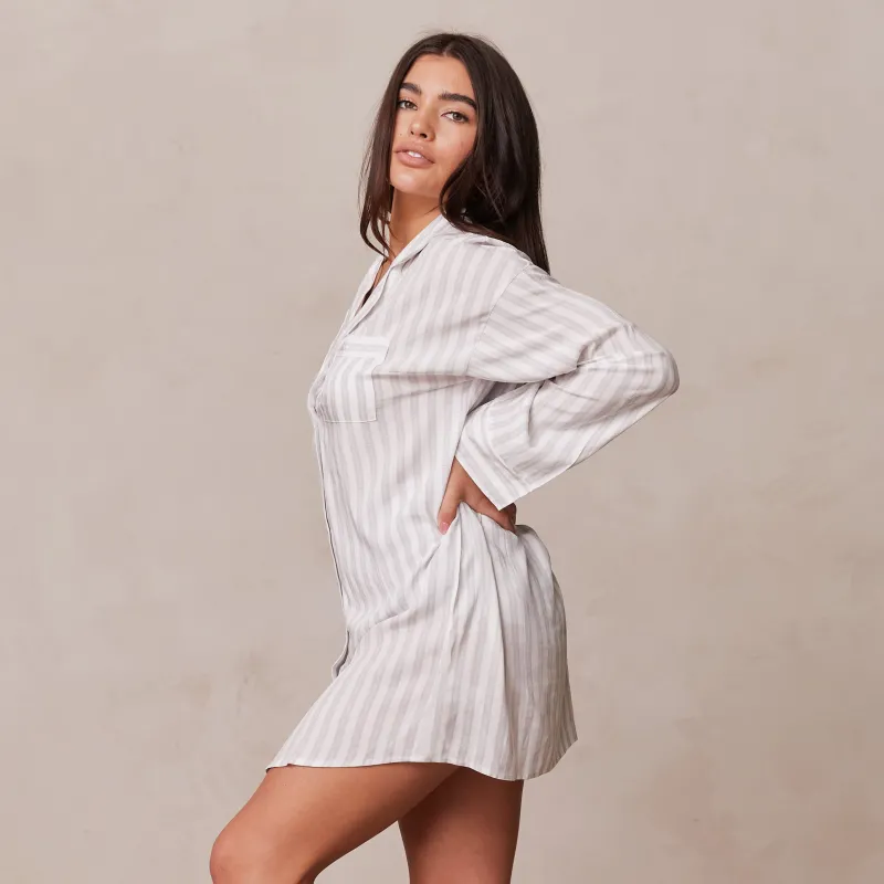 Lounge Underwear Schlaf | Pinstripe Übergroßes Schlafanzug Shirt -