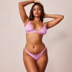 Lounge Underwear Höschen | Bralettes | Ribbed Floral Triangle BH -