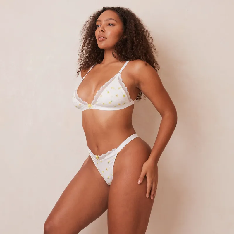 Lounge Underwear Ohne Bügel | Bralettes | Ribbed Floral Triangle BH -