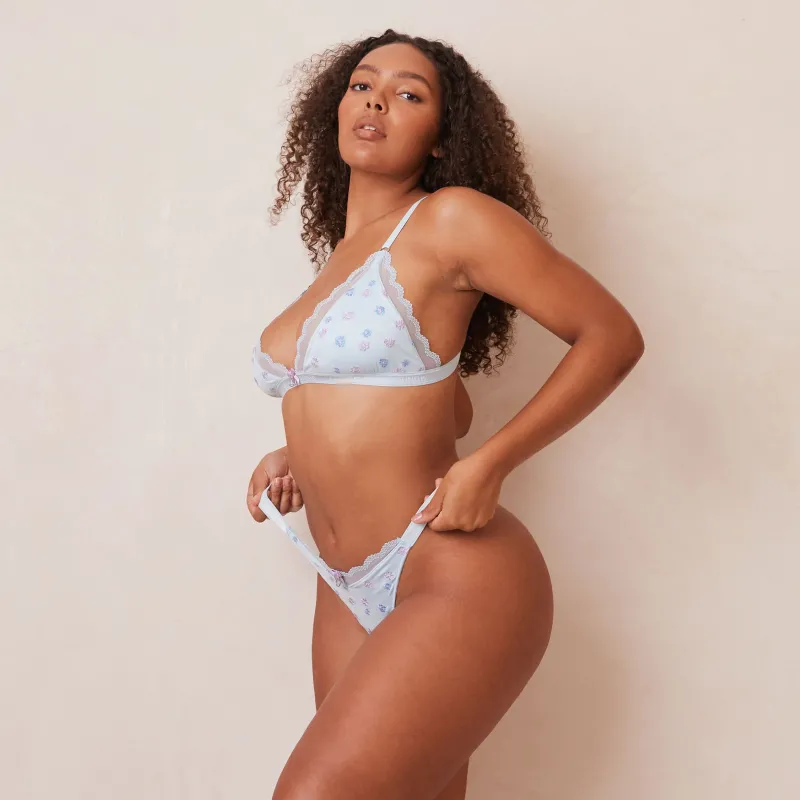 Lounge Underwear Höschen | Bralettes | Ribbed Floral Triangle BH -