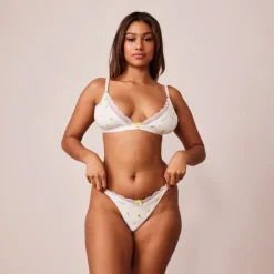 Lounge Underwear Ohne Bügel | Bralettes | Ribbed Floral Triangle BH -