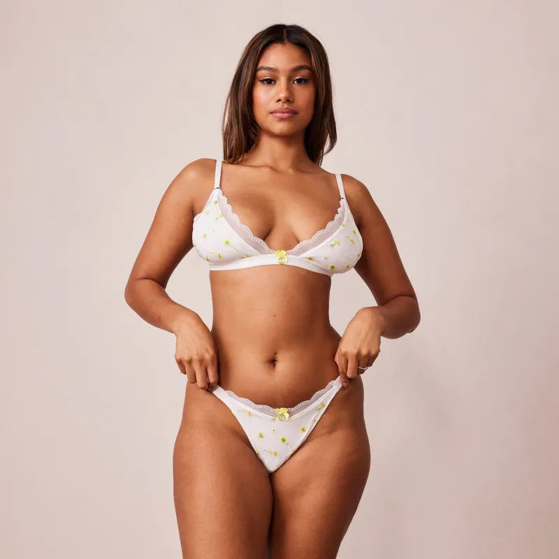 Lounge Underwear Ohne Bügel | Bralettes | Ribbed Floral Triangle BH -
