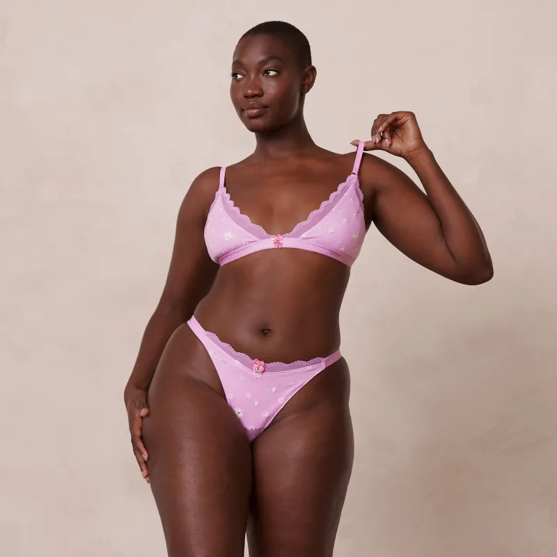Lounge Underwear Höschen | Bralettes | Ribbed Floral Triangle BH -