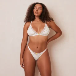 Lounge Underwear Ohne Bügel | Bralettes | Ribbed Floral Triangle BH -