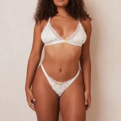 Lounge Underwear Ohne Bügel | Bralettes | Ribbed Floral Triangle BH -