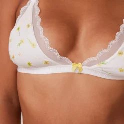 Lounge Underwear Ohne Bügel | Bralettes | Ribbed Floral Triangle BH -