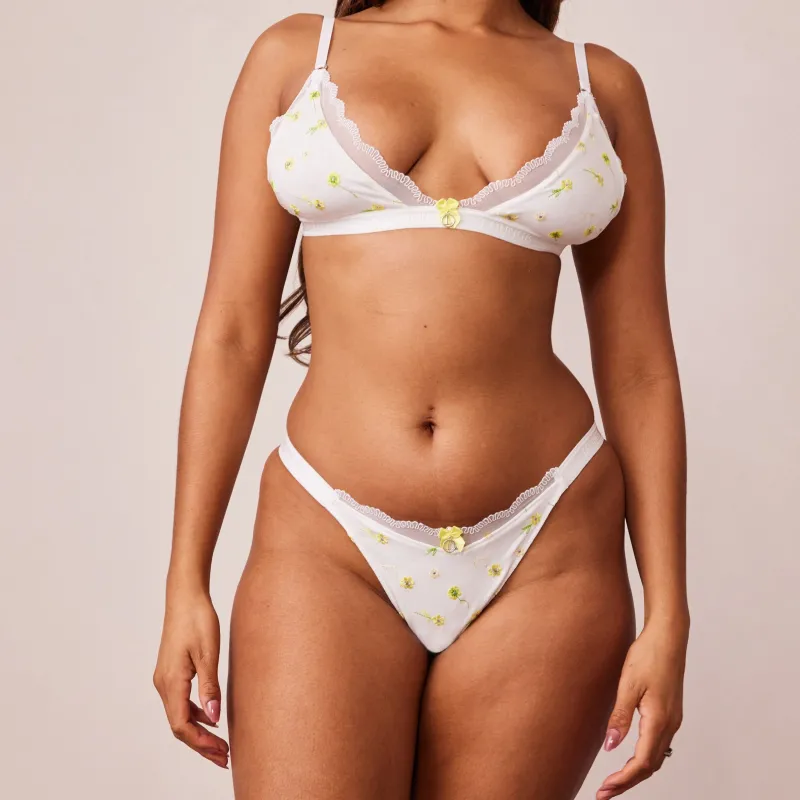 Lounge Underwear Ohne Bügel | Bralettes | Ribbed Floral Triangle BH -