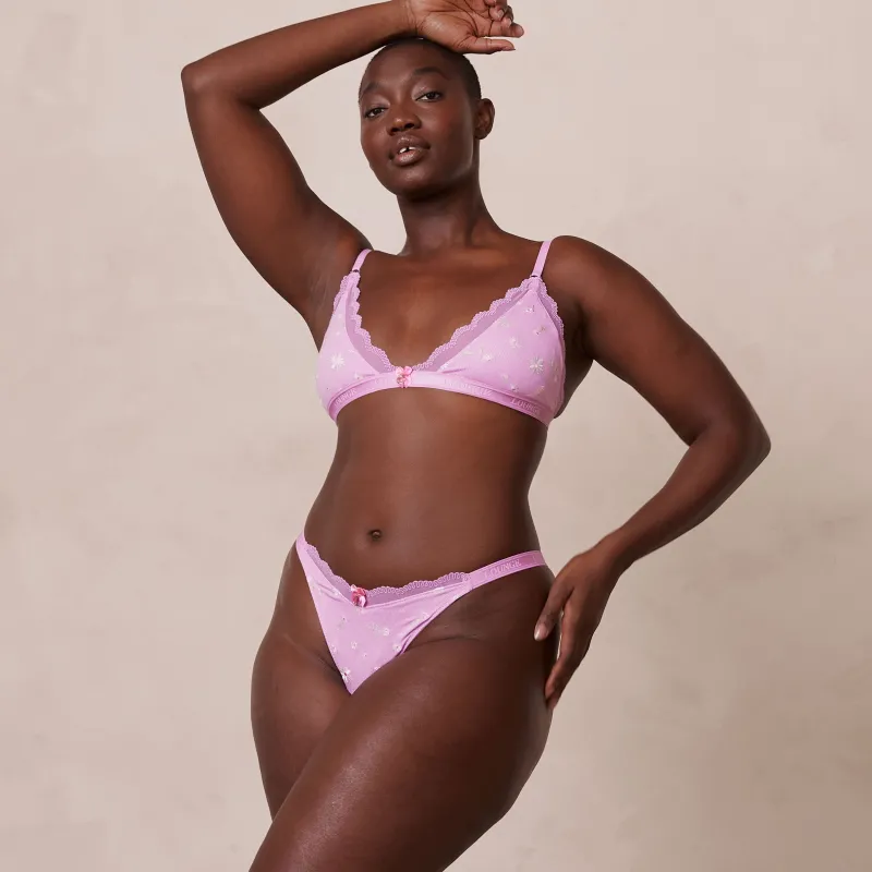 Lounge Underwear Höschen | Bralettes | Ribbed Floral Triangle BH -