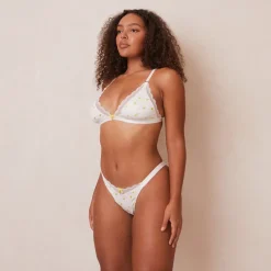 Lounge Underwear Ohne Bügel | Bralettes | Ribbed Floral Triangle BH -